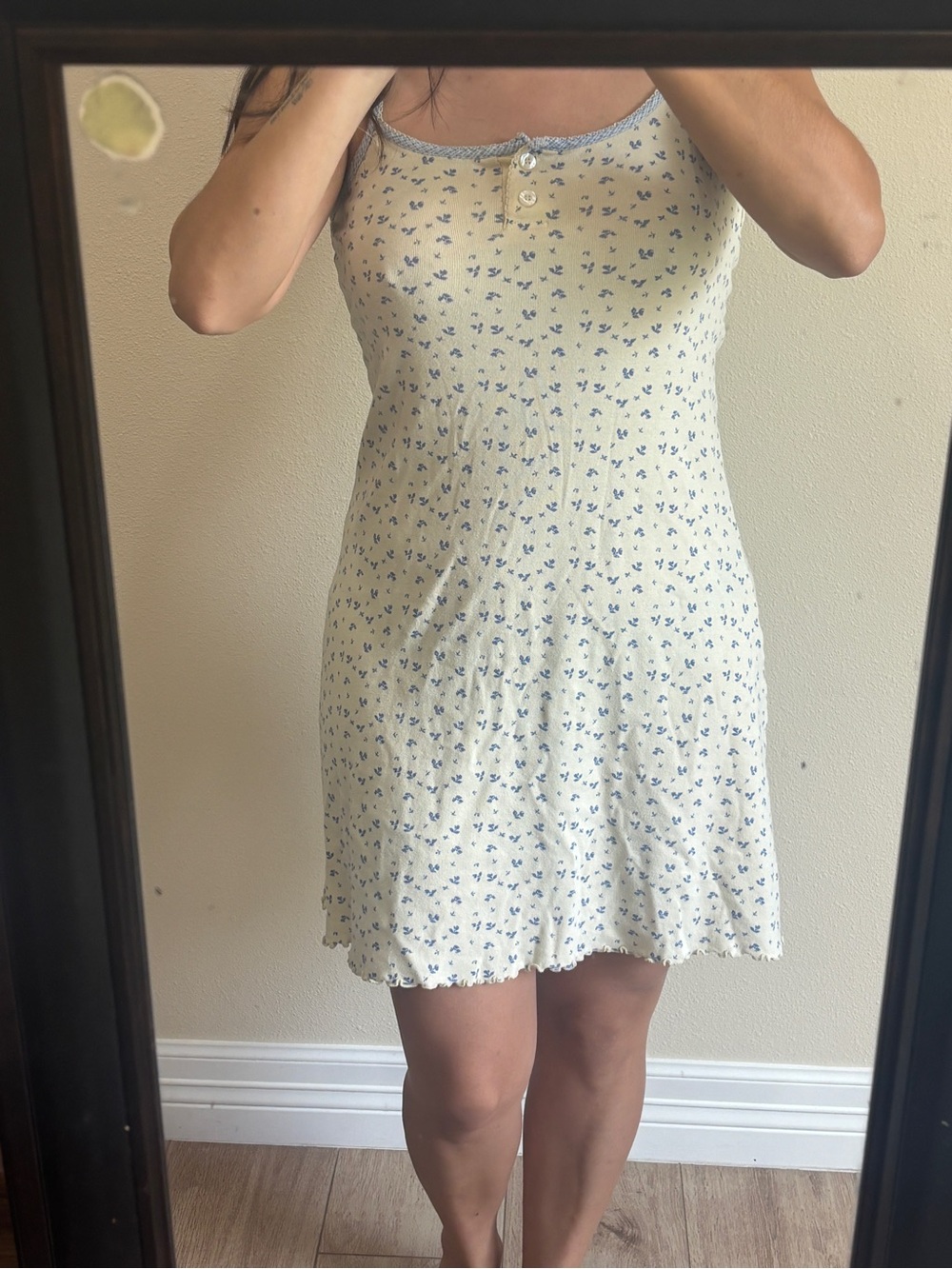 High Sierra Cream Mini Dress with Blue Floral Print
